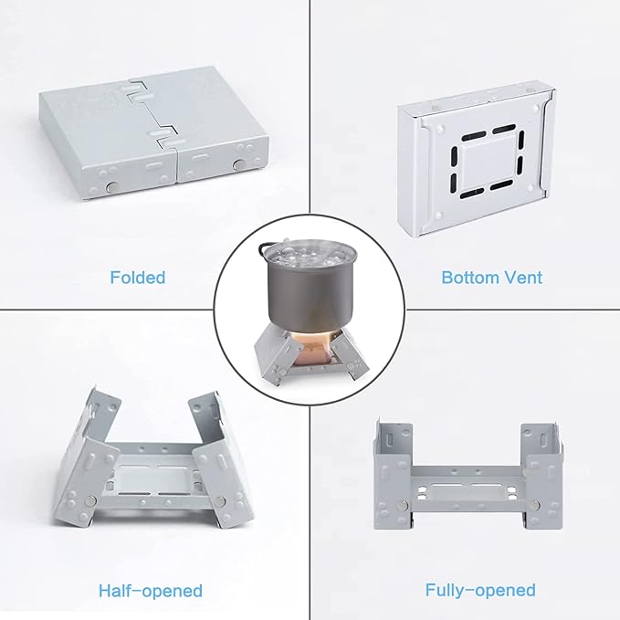 Solid Fuel Tablet Pocket Stove, Backpacking Folding Pocket Stove Outdoor Travel Portable Stove Ultralight Alcohol Camping Stove For Hiking, Camping