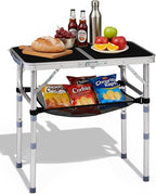Outvita Folding Table, 2FT Aluminum Camping Table with Storage Adjustable Height Picnic Table Lightweight for Carring Outdoor Party Events Beach