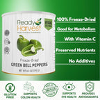 Ready Harvest Freeze Dried Food - Green Bell Pepper | Emergency Pantry Staples | Canned Vegetables | #10 Can | 25-Year Shelf Life | Cans Filled to the Top
