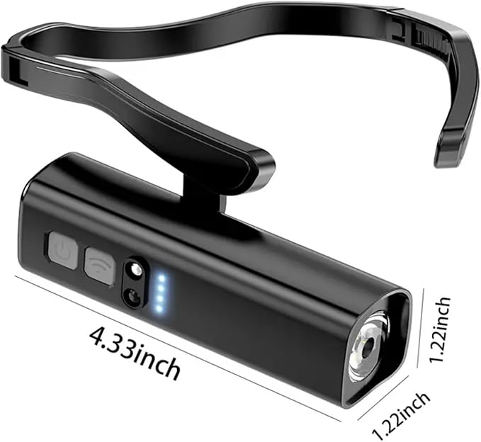 Lightweight LED Rechargeable Ear Worn Headlamp with Motion-Sensor, Ear-Hook High Bright Hands-Free Headlight, Outdoor Adjustable Clip-on Hat Light for Running, Camping, Fishing (1 Pack)