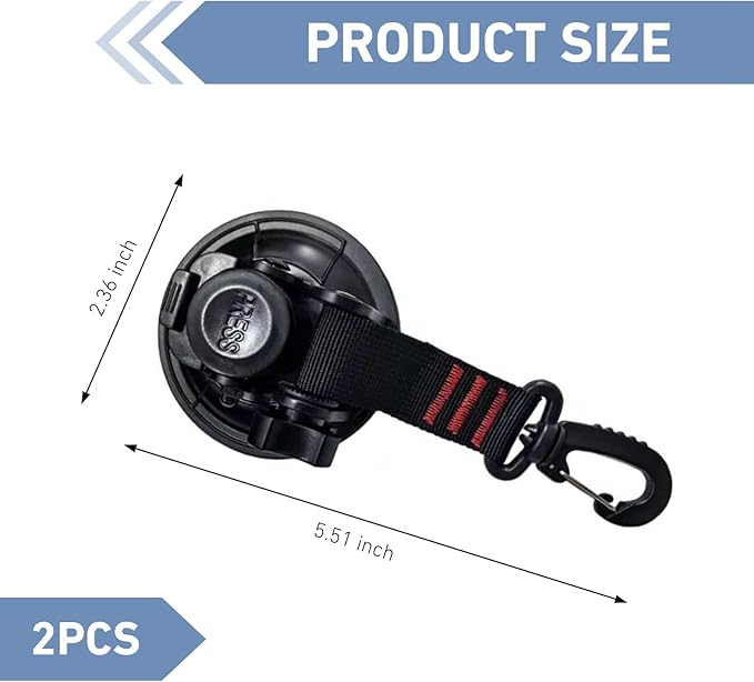 2 PCS Heavy Duty Suction Cup Hooks, Multi-Functional Camping Suction Cups, Outdoor Canopy Tarp Tent Camper Accessories, Universal for RV Boat Car (Black)