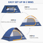 Camping Tent 2-4 Person, Waterproof Windproof Tent with Rainfly Easy Set up-Portable Dome Tents for Camping…