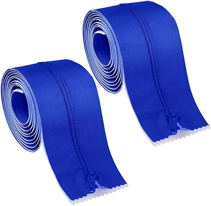 2 Roll Heavy Duty Zipper Dust Barrier Zipper 3 Inch x 7 ft Construction Zipper Self Adhesive Zipper Used for Greenhouse Dust Barriers Tent Accessories（Blue） (2)