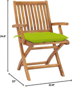 Folding Patio Chairs with Cushions 6 pcs,Outdoor Lounge Chair,Portable Camping Chair,Bistro Table and Chairs Outdoor,Features 2 Sets of Ropes,for Balcony/Garden/Backyard, Solid Teak Wood