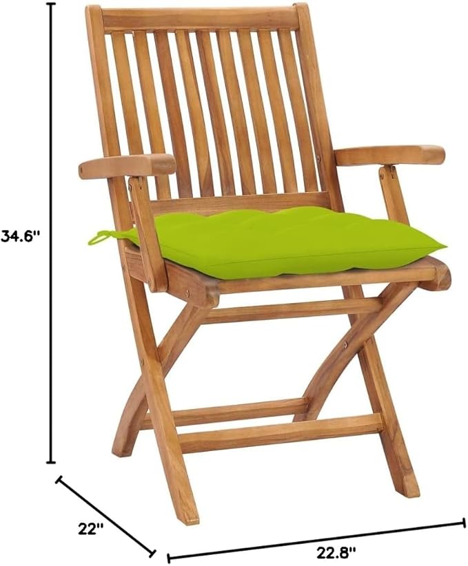 Folding Patio Chairs with Cushions 6 pcs,Outdoor Lounge Chair,Portable Camping Chair,Bistro Table and Chairs Outdoor,Features 2 Sets of Ropes,for Balcony/Garden/Backyard, Solid Teak Wood
