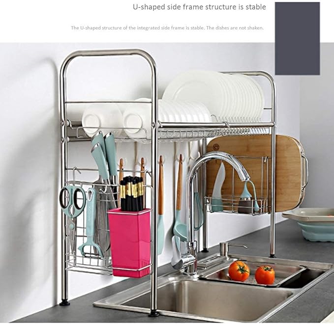 Dish Rack, Stainless Steel Sink Drain Rack, Kitchen Tableware Drying Rack, Suitable for Camping and Rv