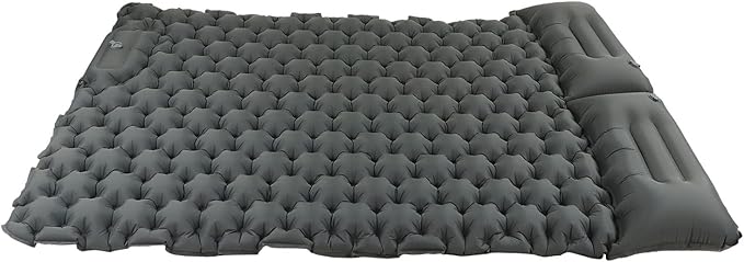 Camping Sleeping Pad Gray Waterproof Nylon Ergonomic Support Foot Press 60S Inflating Sleeping Mat for Outdoor Camping
