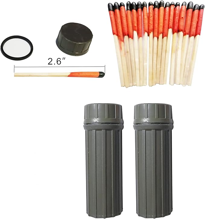 Emergency Fire Starter | Windproof & Waterproof Storm Matches with Waterproof Case & Wax Rope | Survival Gear for Camping, Hiking, Bushcraft, Outdoor Survival