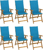 Folding Patio Chairs 6 pcs with Cushions Solid Acacia Wood Balcony Chairs Camping Chair Accent Chair Outdoor Chairs for Bedroom Dining Outdoor Patio