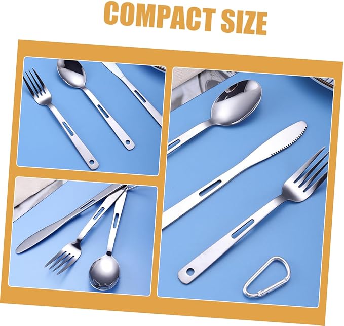 Yardwe 1set Camping Cutlery Portable Stainless Steel Utensils for Outdoor Activities and Lightweight Tableware for Bbq Picnic Hiking and Camping