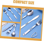 Yardwe 1set Camping Cutlery Portable Stainless Steel Utensils for Outdoor Activities and Lightweight Tableware for Bbq Picnic Hiking and Camping