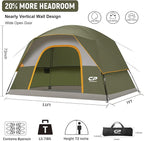 Tents for Camping 6 Person Tent Waterproof Windproof Double Layer Family Camping Tent, Easy Setup Dome Tent with Large Mesh Windows & Wider Door for Outdoor Camping & Hiking