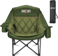 Overmont Oversized Camping Chair for Adults - 400lbs Support Heavy Duty Padded Folding Chair with Cooling Bag Cup Holder Side Pocket Carry Bag - Comfortable Portable for Outdoor Garden Sports Beach