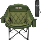 Overmont Oversized Camping Chair for Adults - 400lbs Support Heavy Duty Padded Folding Chair with Cooling Bag Cup Holder Side Pocket Carry Bag - Comfortable Portable for Outdoor Garden Sports Beach
