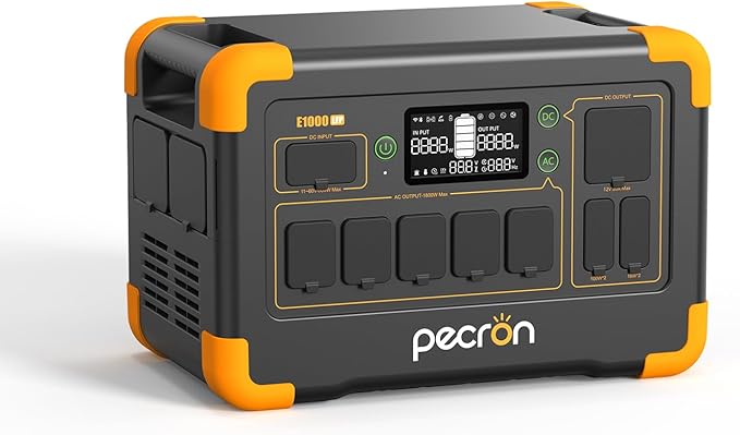 pecron Portable Power Station E1000LFP, 1024Wh LiFePO4 Battery Backup, 1800W AC/100W USB-C Output, Fast Charging Solar Generator for Home Use, Camping, RV, Emergencies