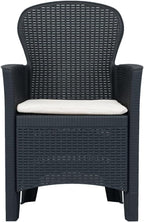 Patio Chairs ,Dining Chairs,Camping Chair,Study Chair,Coffee Chair,Beach Chair,Garden Chairs,Patio Funiture,for Deck, poolside,Camping,Beach,Campsite,2 pcs with Cushion Anthracite Plastic Rattan Look