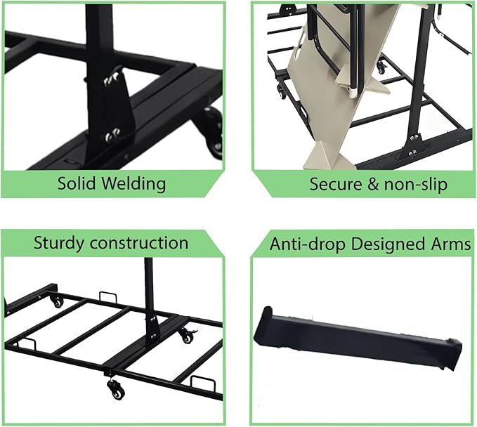 Folding Chair Rack with Wheels,Heavy Duty 1000 Lbs Metrixpio Capacity Movable Storage Chair Dolly for Wedding, Office, School & Camping