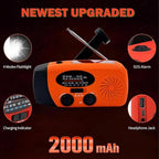 7400mWh Weather Emergency Radio, Portable Solar AM/FM/NOAA Hand Crank Radio, Cell Phone Charger with SOS, 1W LED Flashlight, Headphone Jack, Power for Emergency Preparedness (2000mAh Orange)