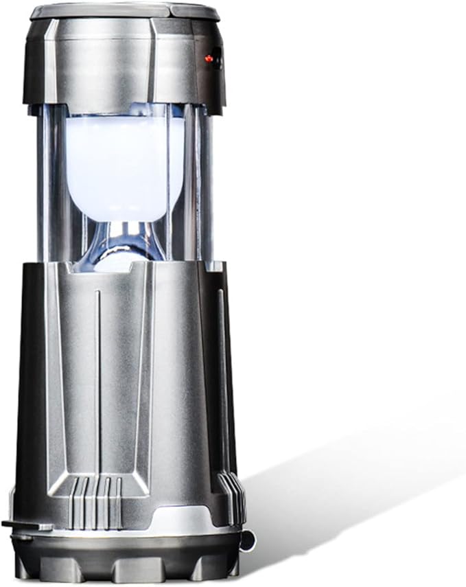 Outdoor Tent Light Lantern Solar Power Collapsible Lamp Flashlight Emergency Torch Camping Lamp Camping Light (Color : Silver)