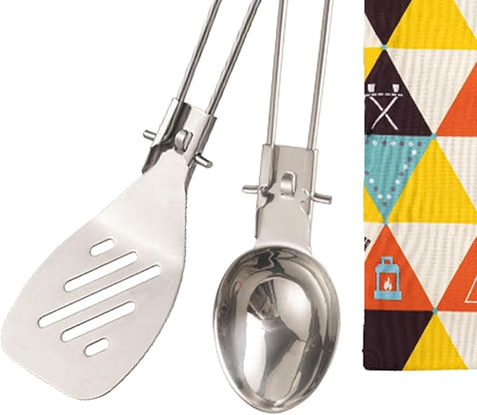 Camping Utensil Outdoor Tableware BBQ Foldable Multifunctional 304 Stainless Steel Folding Camping Utensils Camping Tableware