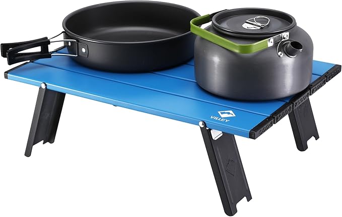 VILLEY Portable Mini Folding Beach Table, Ultralight Aluminum Side Table with Carry Bag for Camping, Picnics, and Outdoor Activities