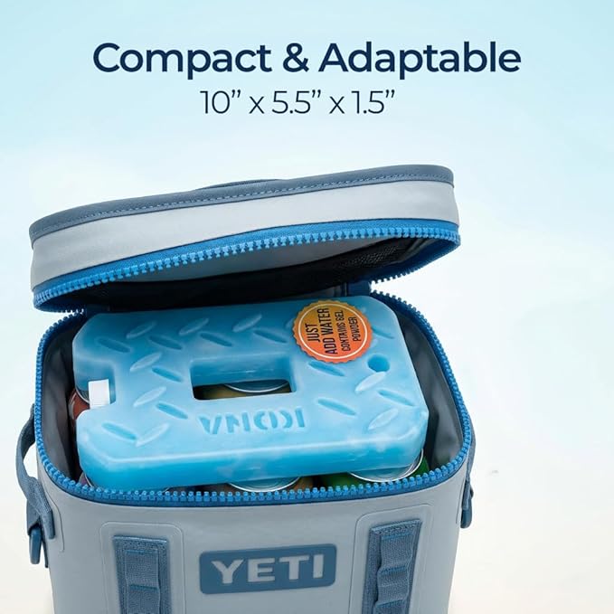 Kona Blue/Ice Ice Packs for Lunch Box - 2 lb Freezer Packs Compatible With Yeti Cooler Bags | Dry Ice Shock Pack, Long-Lasting Reusable Ice Packs for Lunch Bags (10" x 5.5" x 1.5" Pack of 4)