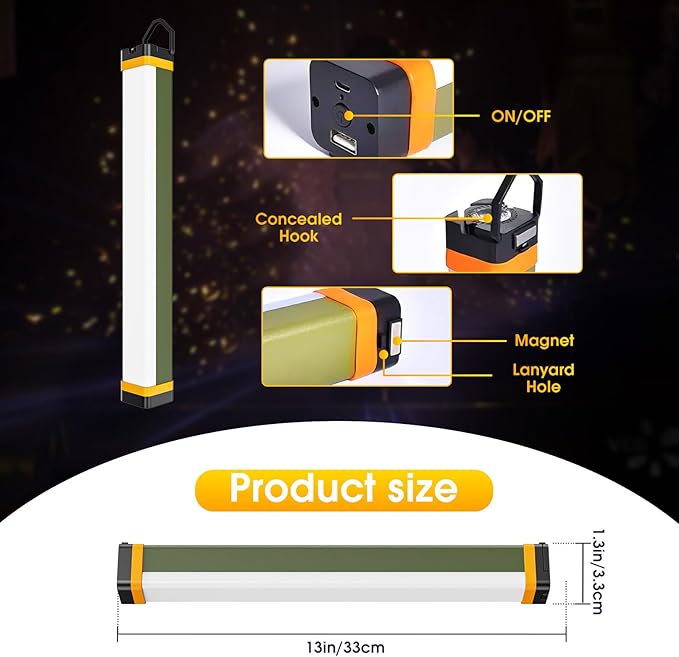 Mechanic Work Light, 7000LM Magnetic Work Lights, Rechargeable LED Work Light Bar, Portable Cordless Underhood Work Lights with Hooks for Inspection Workshop Emergency
