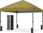 ABCCANOPY Pop Up Canopy - Outdoor Patio Portable Canopy Tent Heavy Duty for Backyard and Deck with 4 Sandbags(Khaki, 12x12)