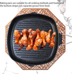 Nonstick Grill Pan with Folding Handle, 11in/ 28cm Lightweight Grill Pan for Stove Tops, 1.76lbs Versatile Griddle Pans with Pour Spouts, Square Grilling Skillet Steak Pan for Indoor Outdoor Camping