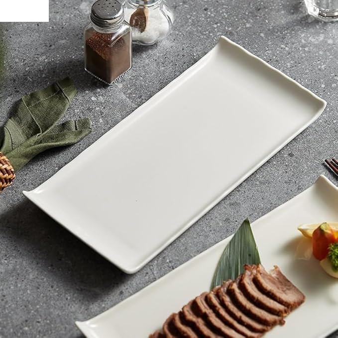 Camping Plates Individual Rectangular Ceramic Cooking Dishes Dinner Plate Restaurant Solid Color Tableware Pasta Steak Sushi Plate Serving Dish Dinner Plate Decorative Plate