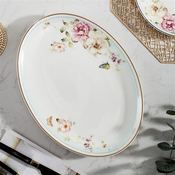 Kitchen Bowl and Plate Set Household Bowl and Plate Ceramic Bone China Tableware Bowl and Plate