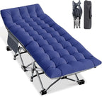 LILYPELLE Folding Camping Cot, Extra Wide Heavy Duty Sleeping Cots with Carry Bag, Double Layer Oxford Portable Travel Camp Cots for Home, Office Nap and Outdoor Beach