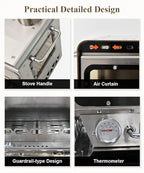 TOMOUNT Hot Tent Stove,Wood Stove with Frame Base,with 7 Chimney Pipes,304 Stainless Steel with heat-resistant Glass Window