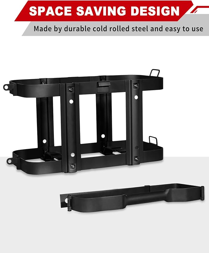 2 Pack Upgrade Jerry Can Mounting Holders, 5 Gallon (20 Liter) Black Double Lockable Jerry Gas Can Holder Racks