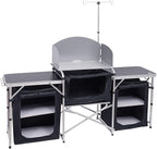 Nice C Camping Table, Storage Camping with Solar Panels Camping Kitchen Table, Upgrade Light Stand and 3 Organizers