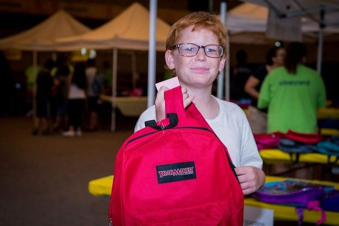 Trail maker Backpack with School Supplies for Kids - 20 Piece Back to School Supplies with 17" Backpack (Red Pack)