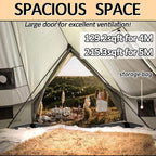 Backpacking Bell Tent with Top Stove Jack for All Year Camping, 300D Oxford Waterproof Yurt Tents for Glamping,Parties,Outdoor Events(Off White,13ft/16.4ft)