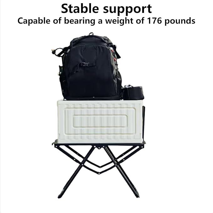 Outdoor portable folding carbon steel camping table, suitable for camping, barbecue, picnic, RV, outdoor cooking, travel - single or set (Black combination set, inch, 6.3, inch, 19.7, inch, 15.5)