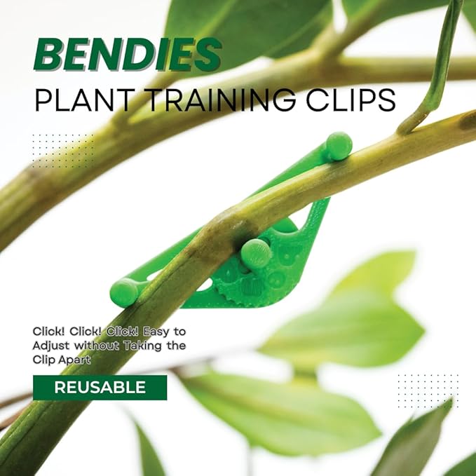 Bendies LST Plant Training Clips 15 Pack - v2.0 Adjustable Low Stress Green Support Clips for Stem Bending, Grow Tent, Plant Ties & Gardening Accessories