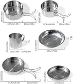 8PCS/Set Camping Cookware Kit Outdoor Aluminum Cooking Set Water Kettle Travelling Picnic BBQ Tableware Portable Bowls