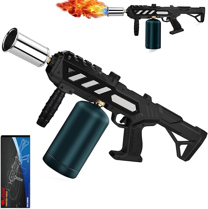 Adjustable Propane Torch Gun – High-Temperature Flame Thrower for Soldering, Welding, Gardening, and Outdoor Cooking – Detachable Design, Easy to Use and Portable (Carbon Black)
