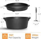 Camping Dutch Oven, 9 Qt Pre-Seasoned Cast Iron Camp Dutch Oven Pot with Lid - Lid Lifter, Cast Iron Dutch Oven with Metal Handle for Cooking BBQ Baking Campfire Modern Black