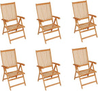 Patio Chairs 6 pcs,Outdoor Folding Chair,Lounge Chair,Portable Camping Chair,Tanning Chairs for Outside,Garden Chair,for Outdoor Patio, Campsite, or Yard, with Black Cushions Solid Teak Wood