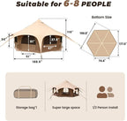 LVUYOYO Canvas Bell Tent, Glamping Yurt Waterproof Tent with Stove Jack and Storage Bag, Perfect for Family 4 Season Camping (16.4 * 9.18 FT)
