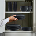 Wrova Wheat Straw Dinnerware Set of 40 Pieces - 10" & 9" Plates, 6" Snack Plates, 26oz & 12oz Bowls & Cups - Unbreakable, Microwave & Dishwasher Safe - Black