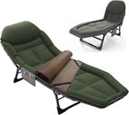 Camping Cot for Adults with Cushion, Portable Folding Cot, 5-Position Chaise Lounge Chair for Outdoor, Camping, Pool, Beach, Patio Relaxation