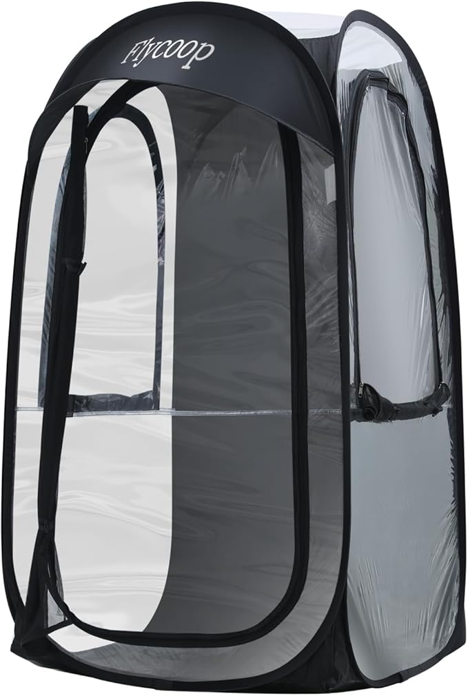 Sports Tent: Flycoop Portable Weather Pop Up Pod 1 Person to Provide Shelter from Wind Rain and Cold Weather Shelter for Outdoor Activities, Sports Events, Camping and Hiking