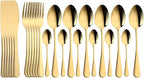 Flatware Sets 24pcs 18/10 Stainless Steel Cutlery Set Gold Tableware Set Fork Knife Spoon Dinnerware Set Flatware Set Silverware Set Stainless Steel