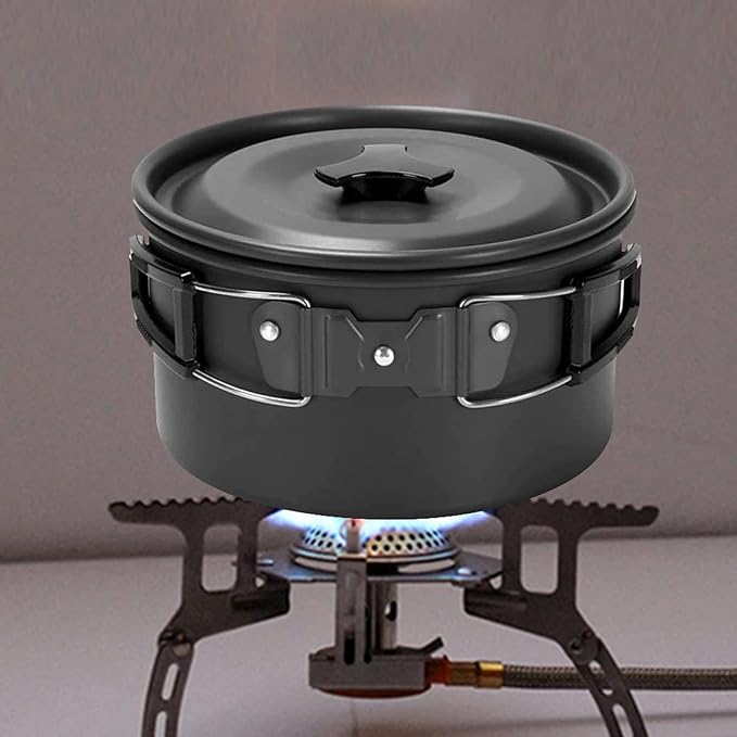 Camping Cookware Portable Pot Pan Cup Teaport Set Folding Outdoor Cooking Set Hiking Picnic Tableware Tool Travel Equipment (Color : A) (C)