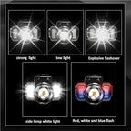 Headlamp Rechargeable Head Lamp LED, Super Bright Motion Sensor Head Light with Red/White/Blue Light, Waterproof Adults Forehead Flashlight Headlight for Camping, Running, Hiking, Fishing